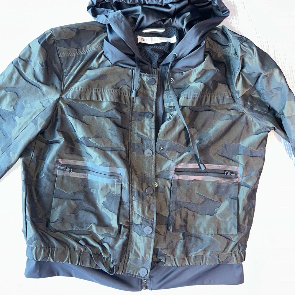 Blanc Noir Camo Hooded Anorak Jacket Women Size M Pockets